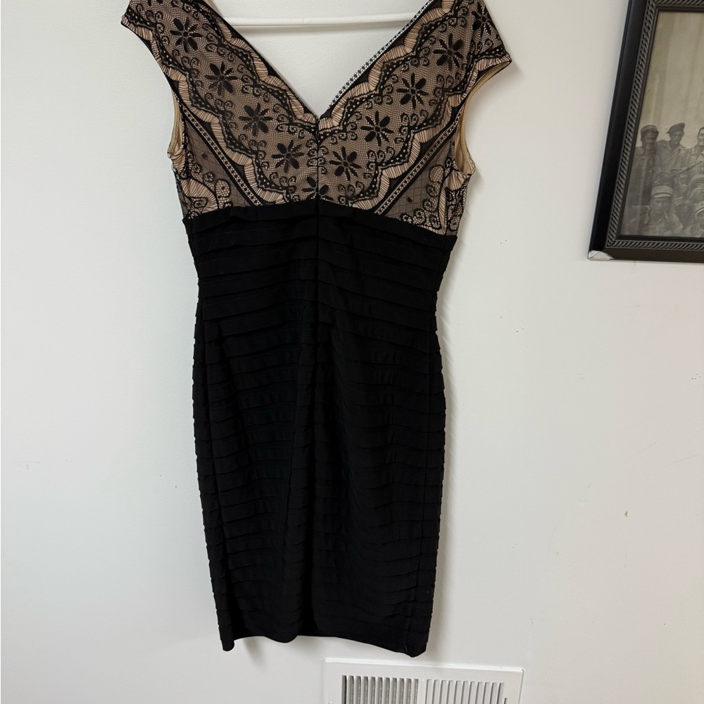 Chic Black and Beige Backless Dress